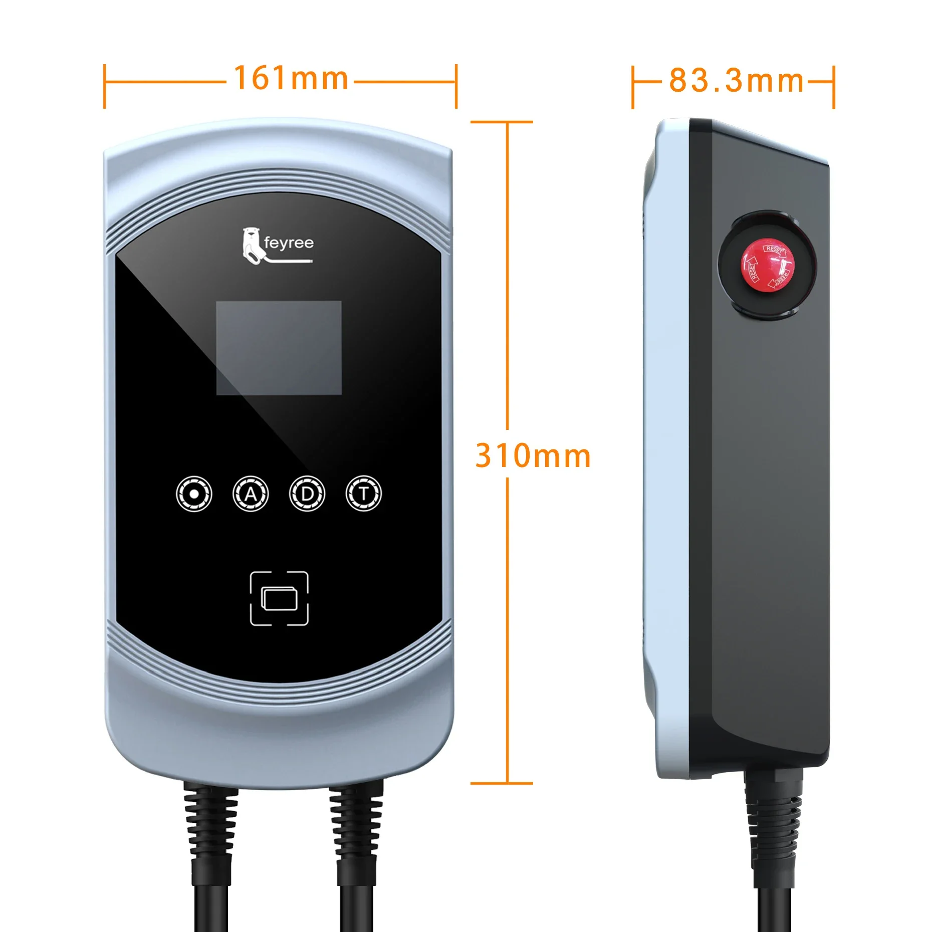 Feyree Type2 EV Charger EVSE Wallbox 32A 7.6KW con adattatore IEC62196-2 stazione di ricarica per montaggio a parete cavo da 5m per veicoli elettrici