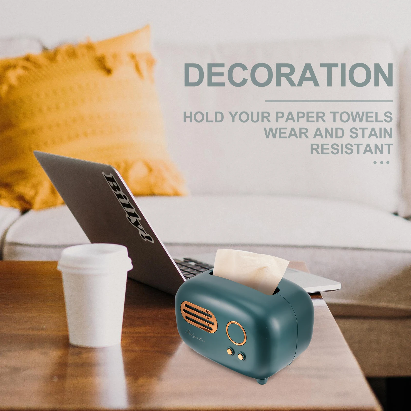 

Retro Design Radio Tissue Box Napkin Storage Container Creative Paper Towel Box for Office Home Living Room