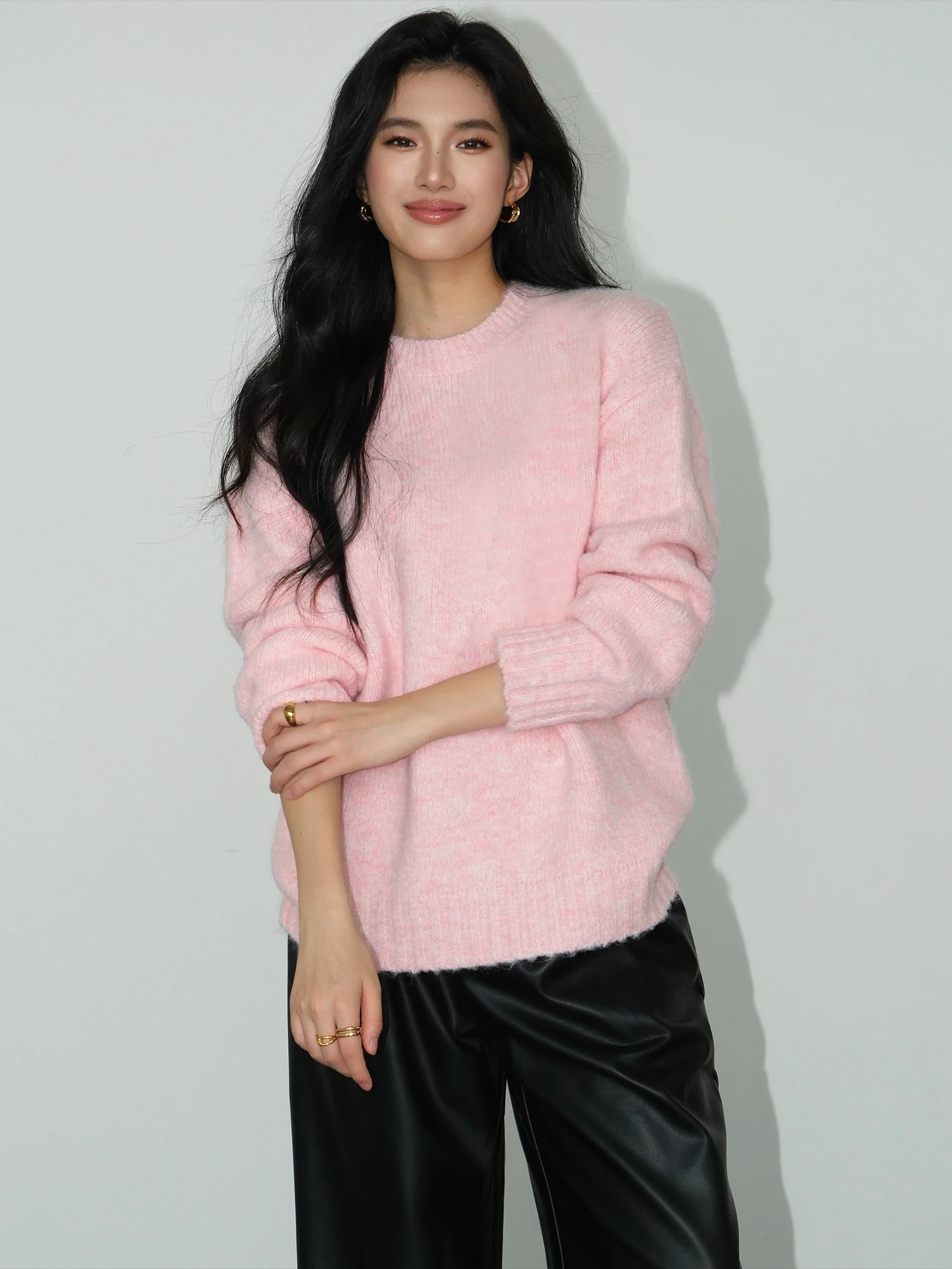 

NEVA HU Women's Loose Knitted Sweater Casual round Ne Pullover Lightweight Spring Faion Comfortable Breathable Top