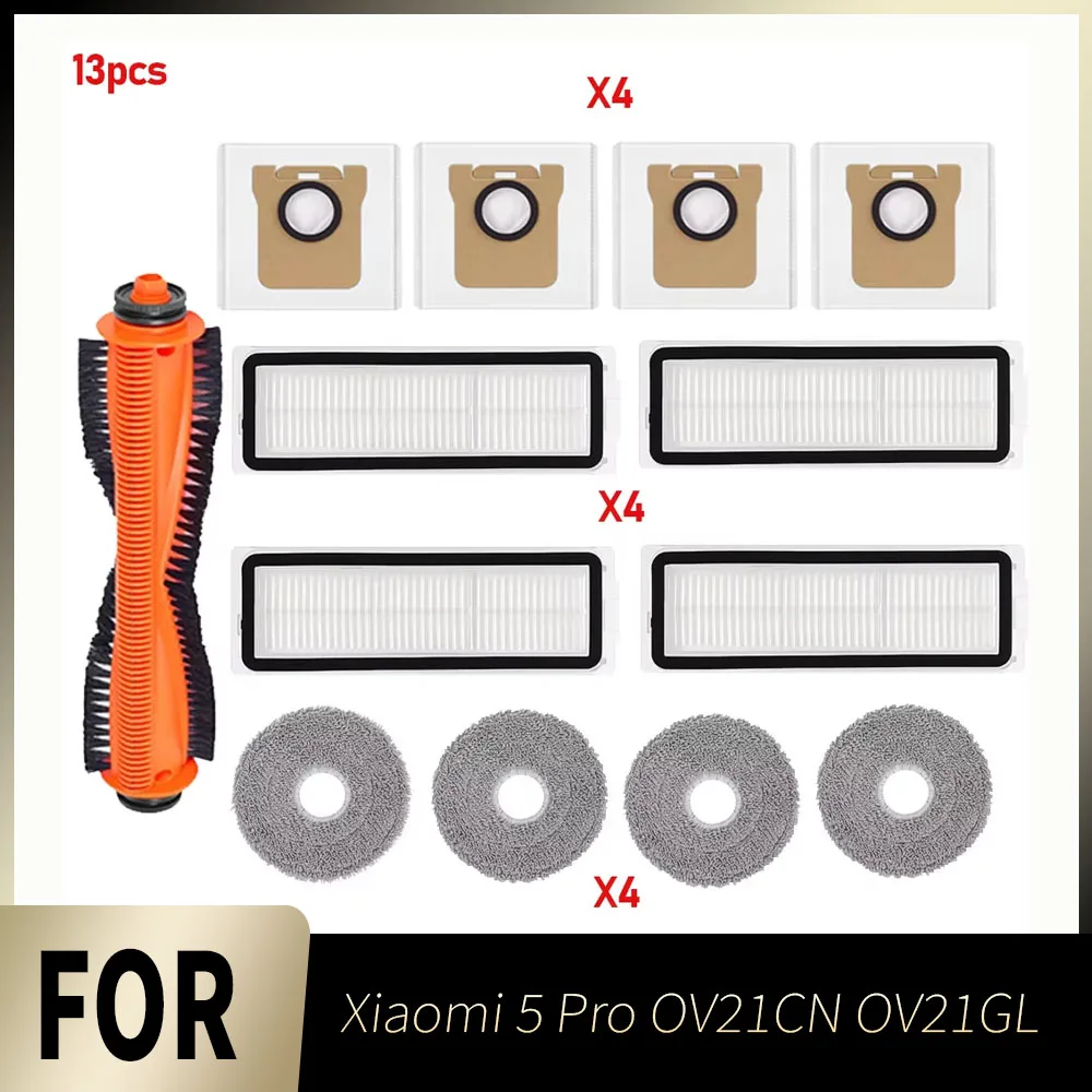 Mop Pad Dust Bags HEPA Filter Side Brush Main Brush Cover Pet Hair For Xiaomi 5 Pro OV21CN OV21GL Robot Vacuum Replacement Parts