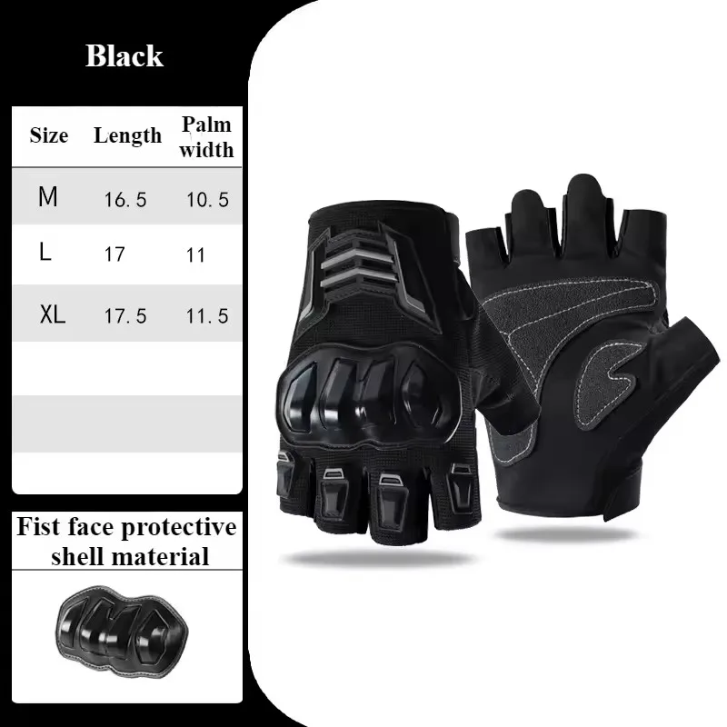 Atmungsaktive Motorradhandschuhe, halber Finger, verschleißfest, rutschfest, Racing für Outdoor-Radfahren, Elektrofahrrad, Anti-Fall-Schutz – Detail 6