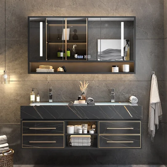 Modern Solid Surface Hotel Bathroom Vanity Cabinet Mirror Eco Friendly Waterproof 5 Year Warranty For Home Project Use