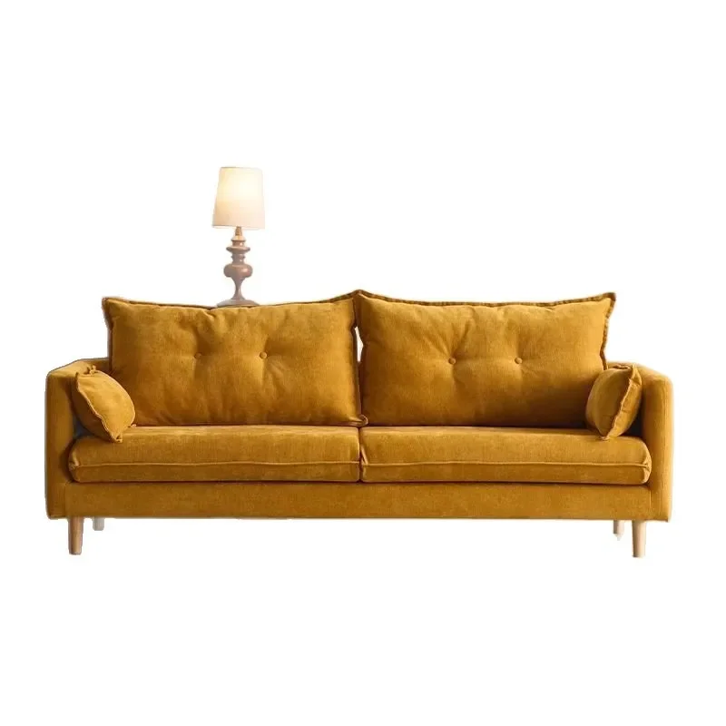 Nordic Fabric Sofa Removable Washable Cover Modern Straight Couch for Living Room Bedroom Small Apartment 2 3 Seater