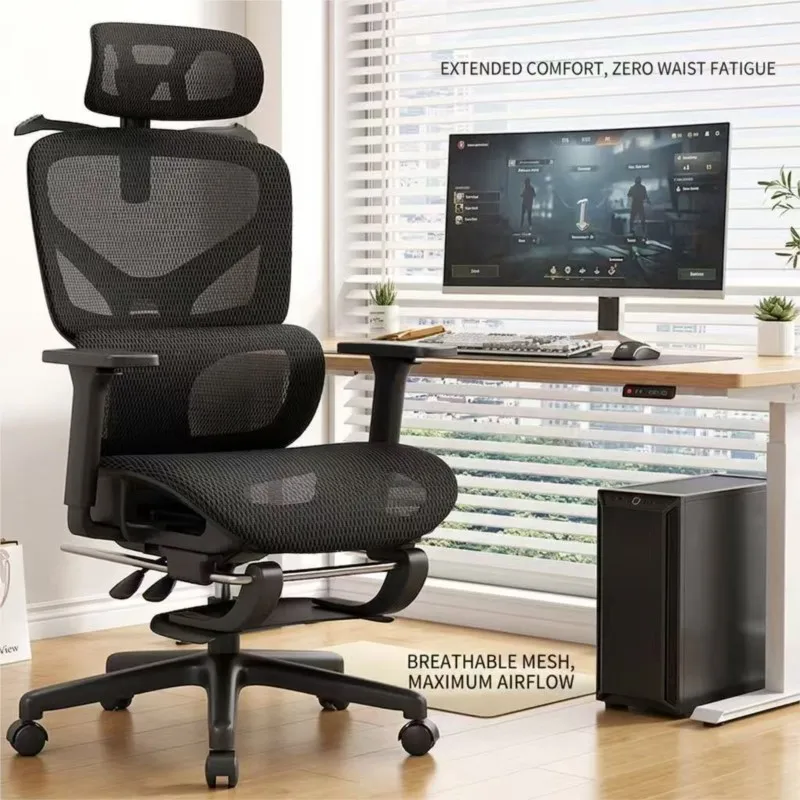 Mesh Office Swivel Chair High Back Desk Chair With Adjustable Headrest And Lower Back Support- Full