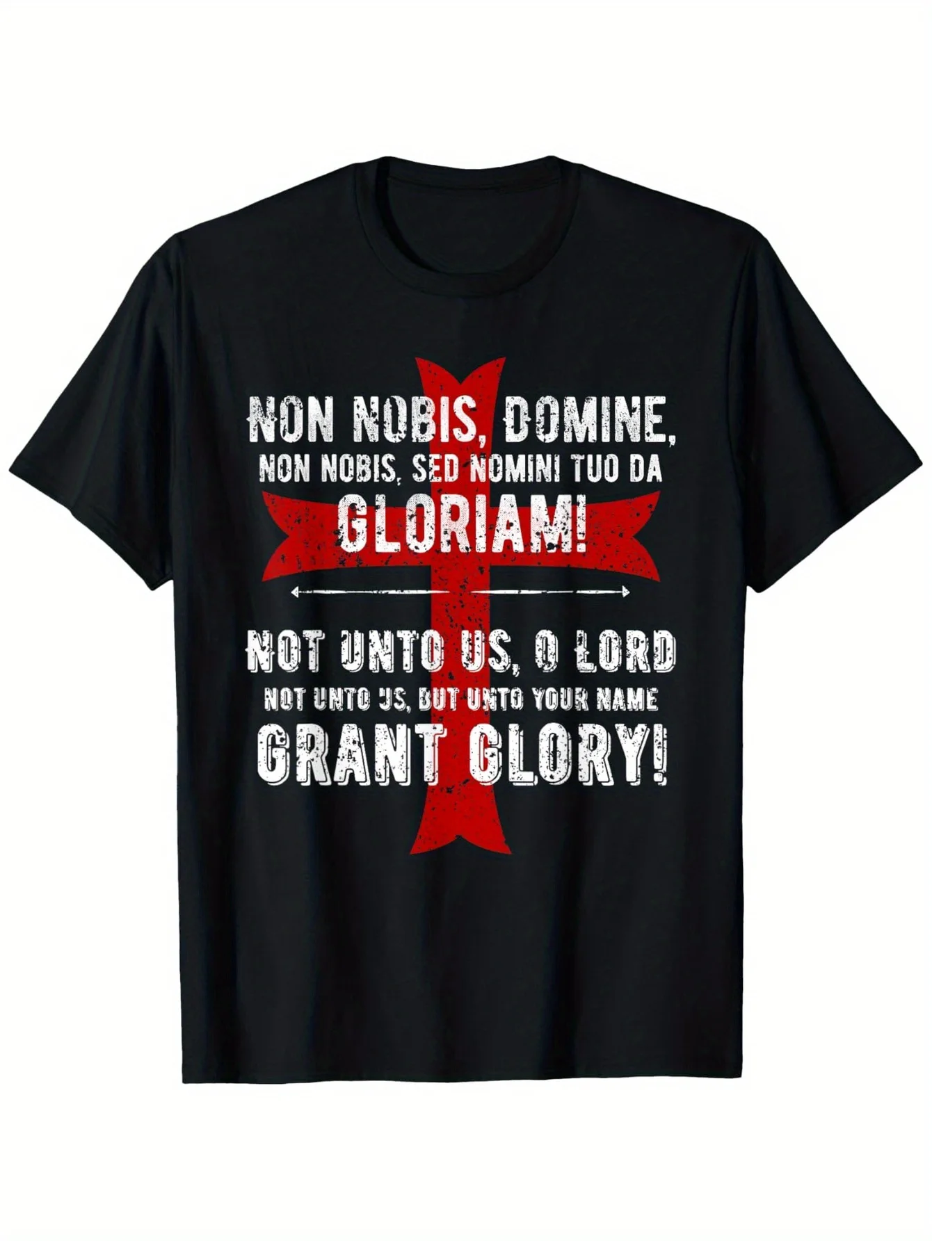 Men's Knights Templar Cross T-shirt | Faux vintage Latin lettering and Knights Templar cross logo  Pure cotton couple T-shirt