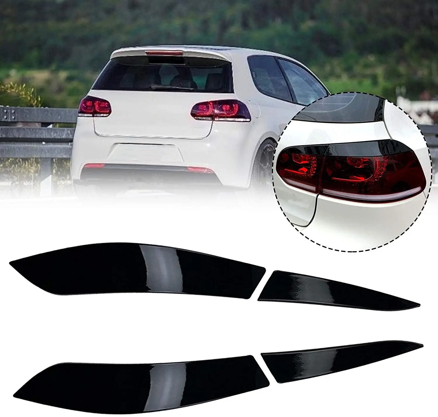 

4PCS Rear Tail Light Lamp Eyelid Trim Cover For Golf 6 MK6 2008 2009 2010 2011 2012 2013 Headlights Eyebrow Eyelids Trim