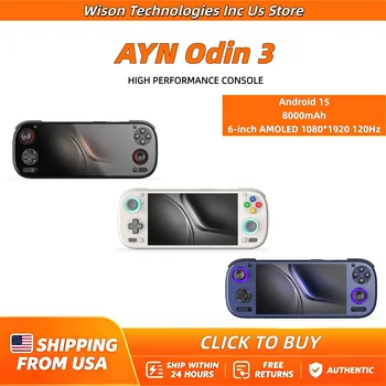 AYN Odin 3 Handheld Game Console 6" 1080P 120Hz AMOLED Snapdragon 8 Elite Android 15 8000mAh Hall-Effect Joystick Retro Gaming Portable Player