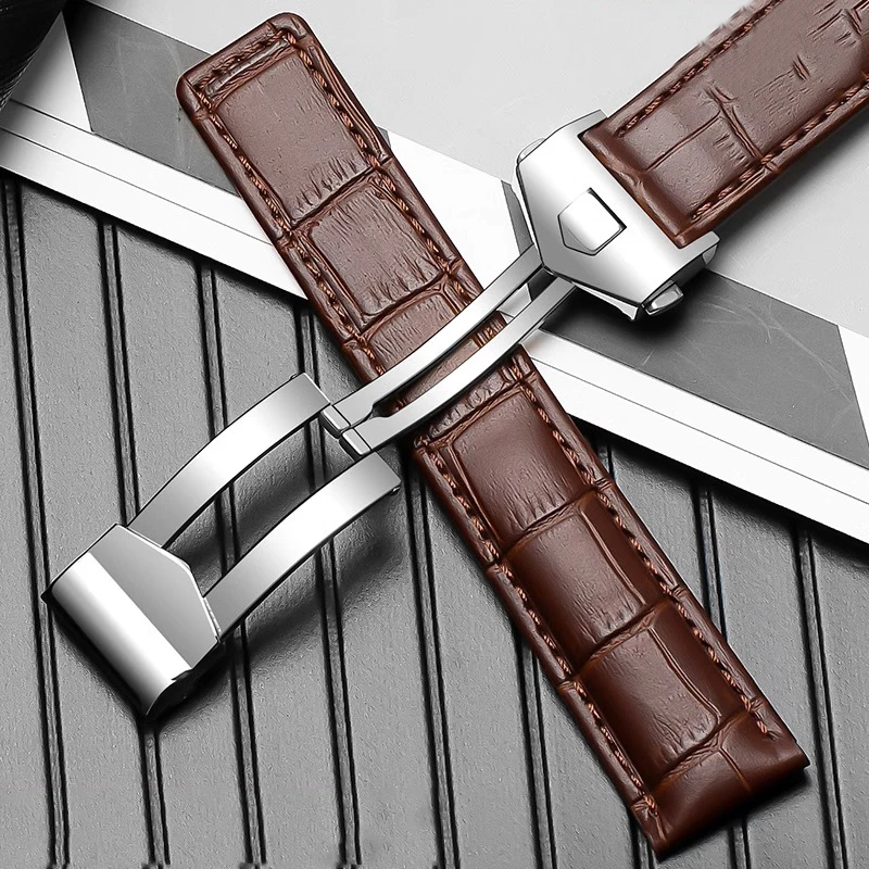 

20mm 22mm Genuine Leather Strap for Tag Heuer Watch Carrera Monaco Watch Belt Black Brown Bracelet Wristwatch Watchband