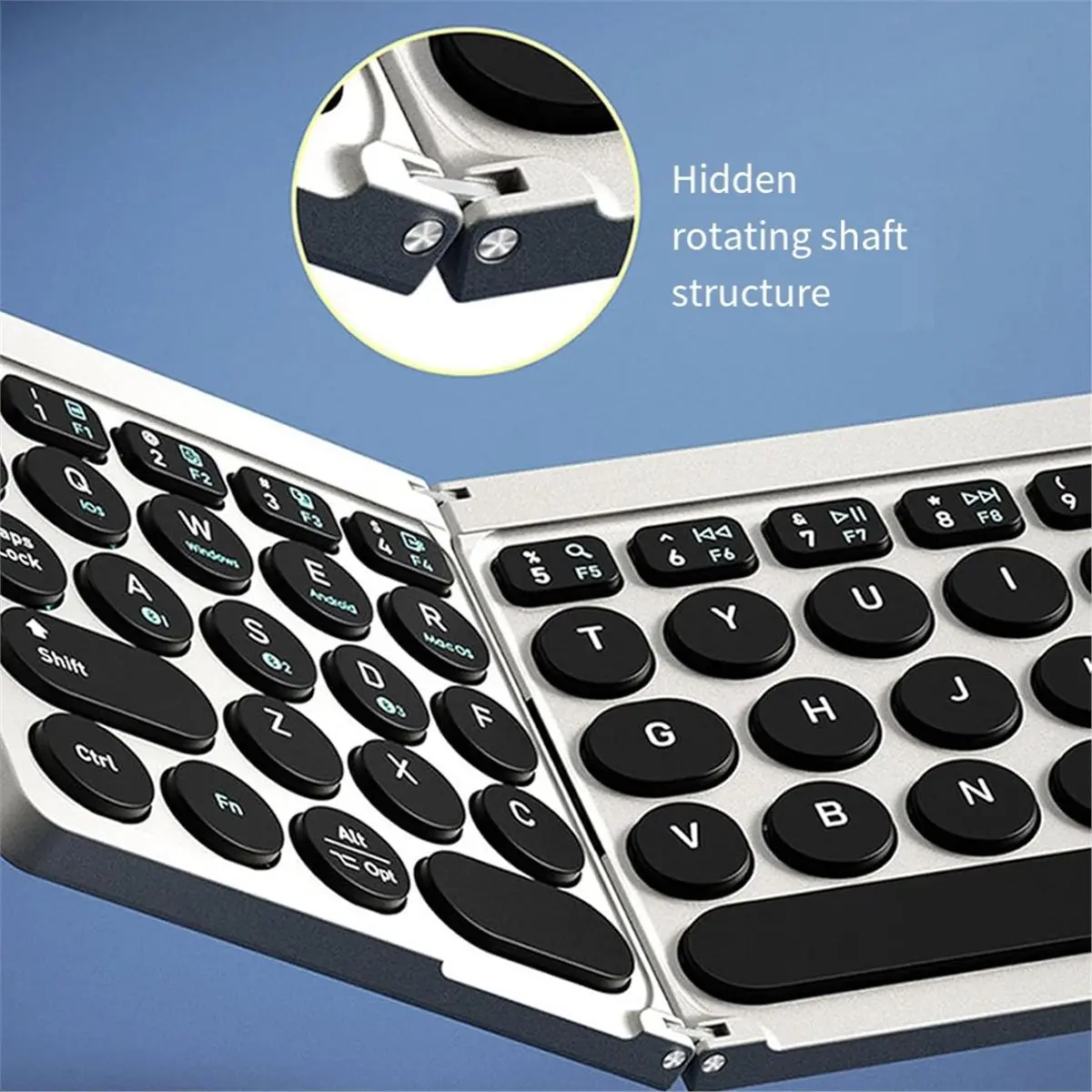 DT81 Foldable Bluetooth Keyboard Portable Wireless Keyboard with PU Leather Cover Touchpad, Pocket Travel Keyboard