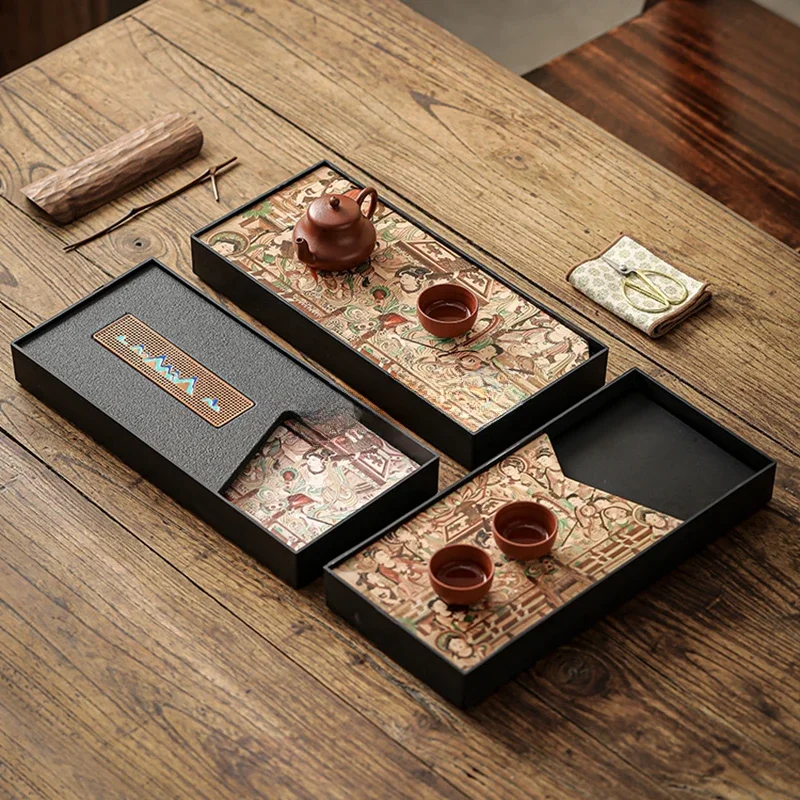 Chinese Ancient Tea Tray Plastic Hotel Tiered Personalized Tea Tray Rectangle Tea Ceremony Plateau Home Furniture