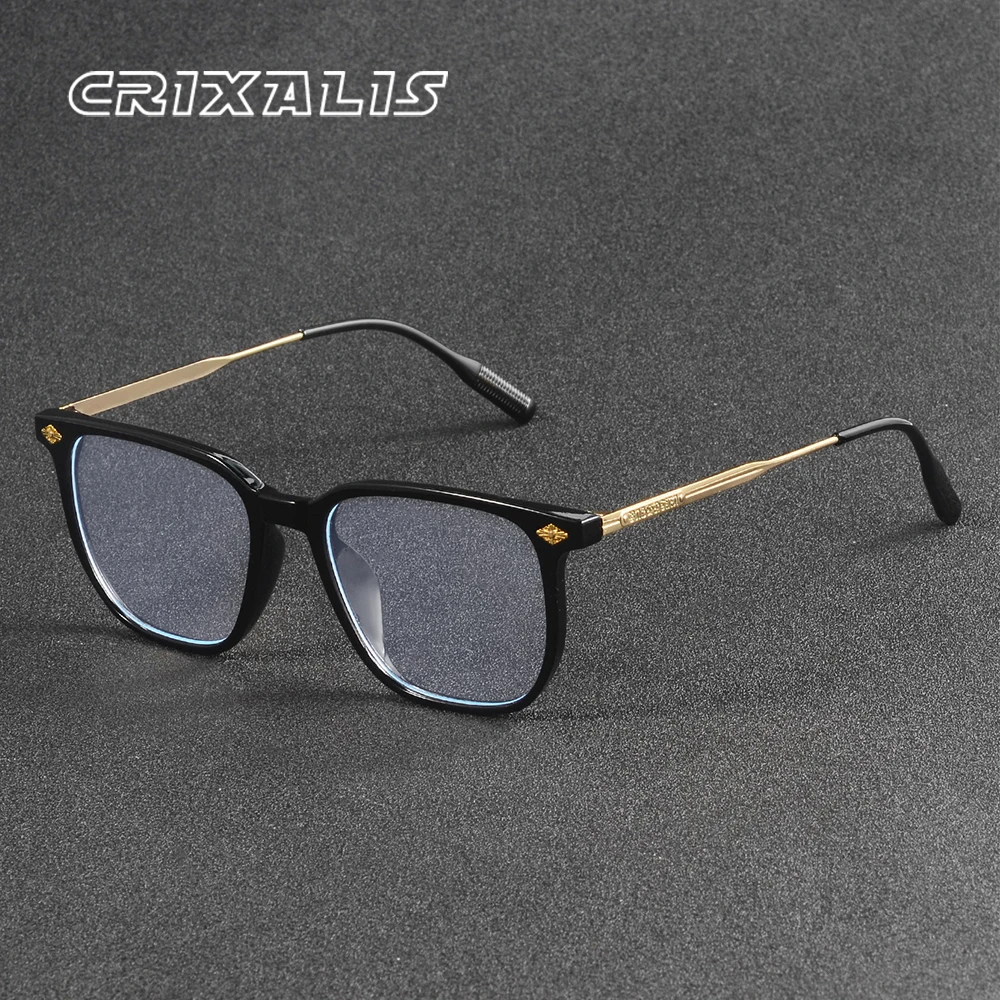 CRIXALIS Photochrome Blaulichtfilter-Brille für Männer und Frauen, Vintage Quadratische Arbeits-, Lese- und Handy-Anti-Blendschutz-Brille für den Alltag