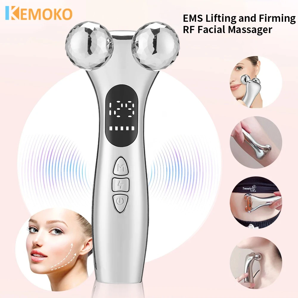 EMS Roller Face Massager 4D Beauty Bar Electric 360 Rotate Facial Roller Thin Face Body Massager Face Lifting Tool Relax Ball