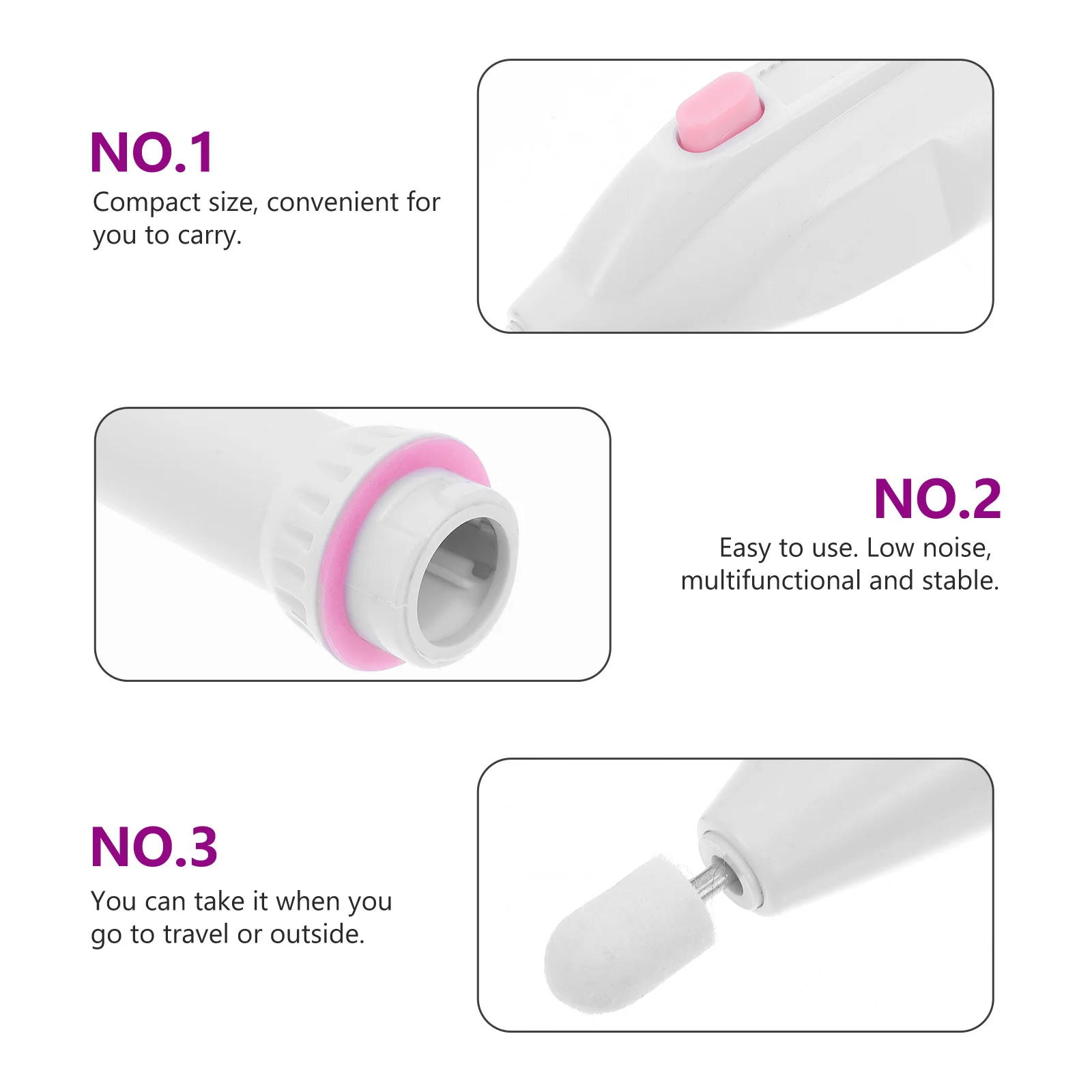 

1Pcs Electric Nail File Portable Nail Polishing Machine for Home Salon Use Quiet Multifunctional Manicure Polisher Tool