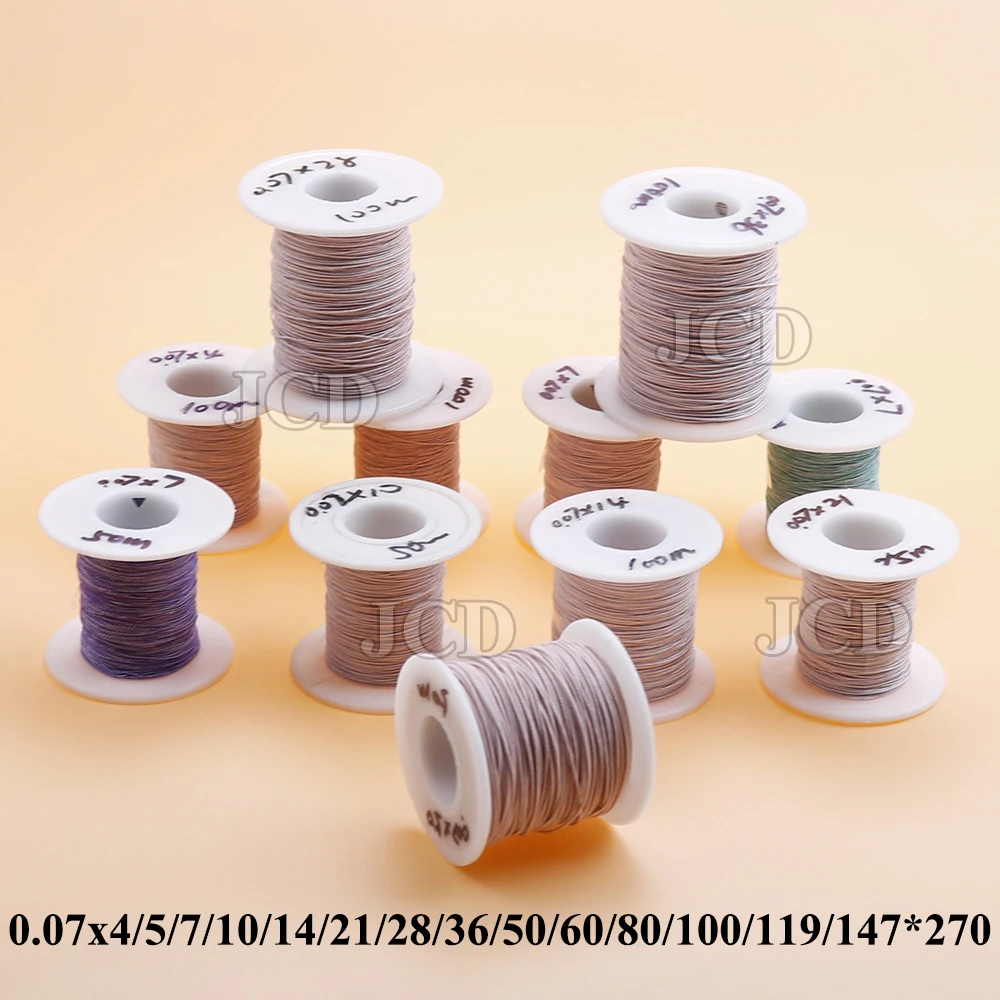 0,07x4/5/7/10/14/21/28//36/50/147 żył Antena kopalniana Litz drut Wielopasmowa poliestrowa jedwabna koperta w oplocie wielopasmowym