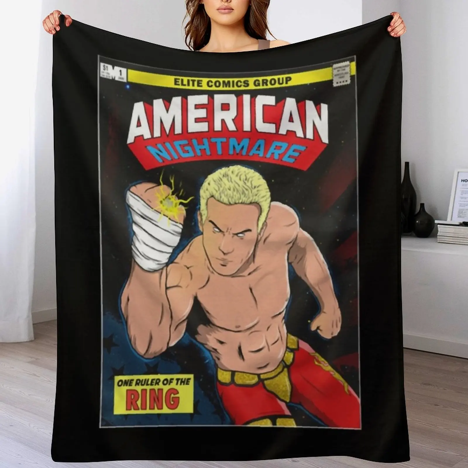 Wresting Wrestler Comic Art Classic Throw Blanket Summer Cool Breathable Blanket for Sleeping