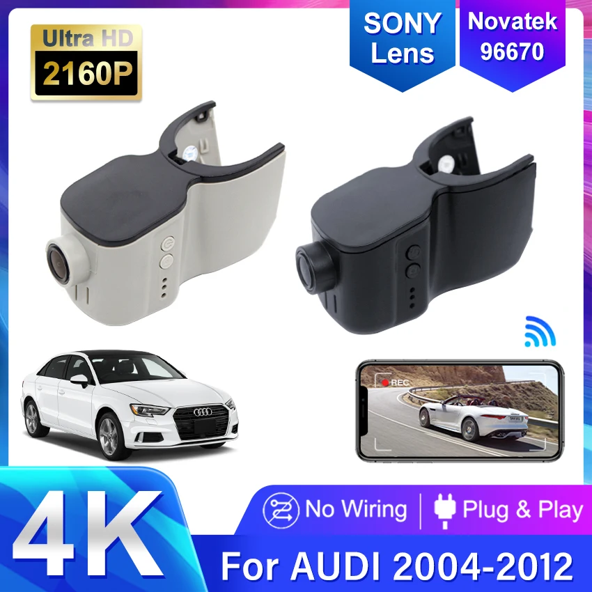 4K Wifi Dash Cam Camera For Audi Q3 Q5 8r Q7 A3 8v 8p A4 B8 B9 A5 A6 C7 A7 A8 A1 TT 8n 8s 2004-2012 2160P Car DVR Video Recorder