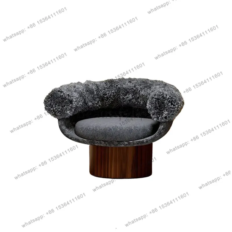 YJ Mid-style lounge chairs, living room home solid wood upholstery backrests, sofa chairs, bedroom model room, cotton and linen