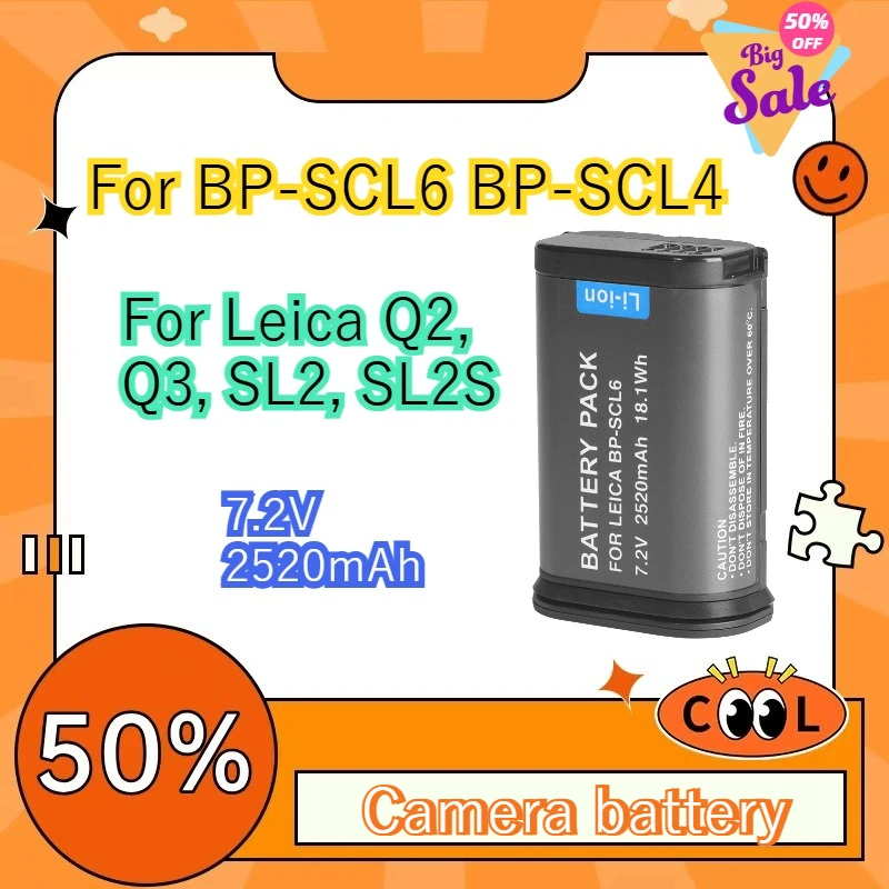 7.2V 18.72Wh 2600mAh Camera Li-ion Battery 19 531, BP-SCL6, LC-SCL6 for Leica Q2, Q3, SL2, SL2S