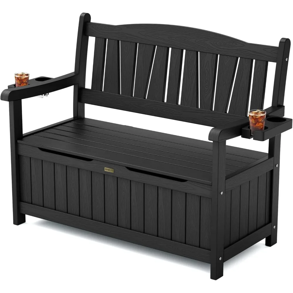 

Outdoor Storage Bench for Patio: Heavy Duty Garden Bench with Dustproof Bag & Oversized Seating - HIPS Weatherproof Patio Bench