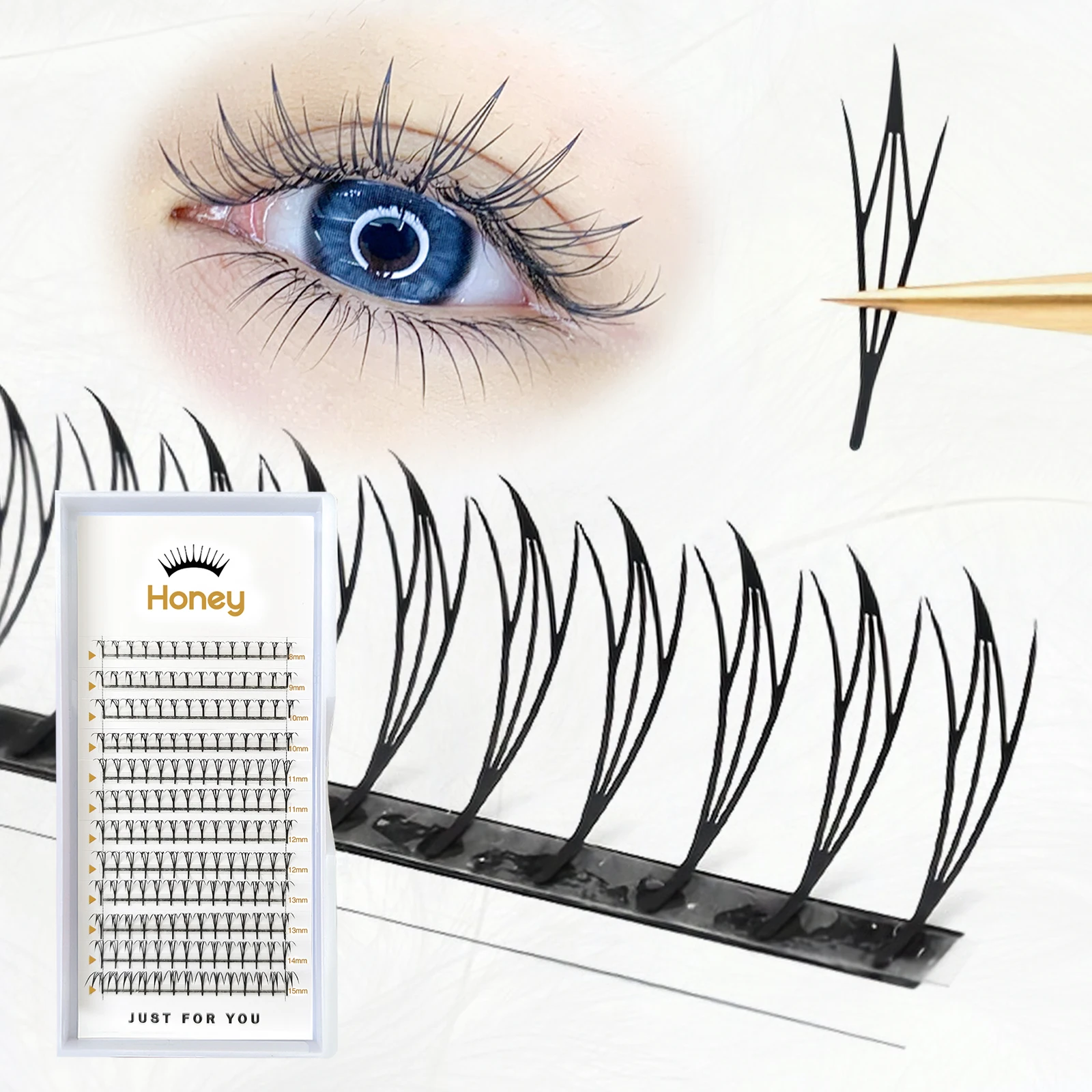 DIY Manga Eyelash Extensions Elf Ear Eyelashes Premade Volume Lashes Russia Fans Faux Mink Lashes Cashmere Feather lash