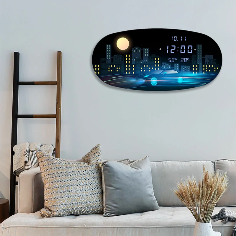 Living room mute wall clock creative wall-mounted electronic clock decoration home light luxury clock