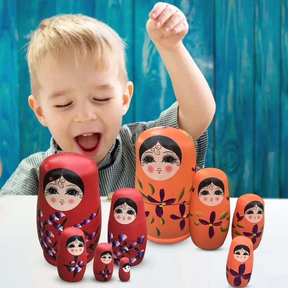 5-layer Painting Color Arts Handmade Toys Russian Wood Nesting Doll Hand-painted Crafts Wooden Toys for Children Decorative Doll