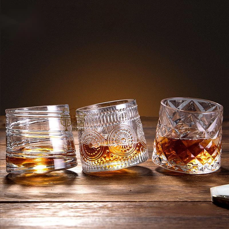 Spinning Whiskey Cup Tumbler Toy Funny Relieve Stress Wine Glass Whisky Rock Brandy Snifter Sunflower Artifact Beer Mug Hot Sale