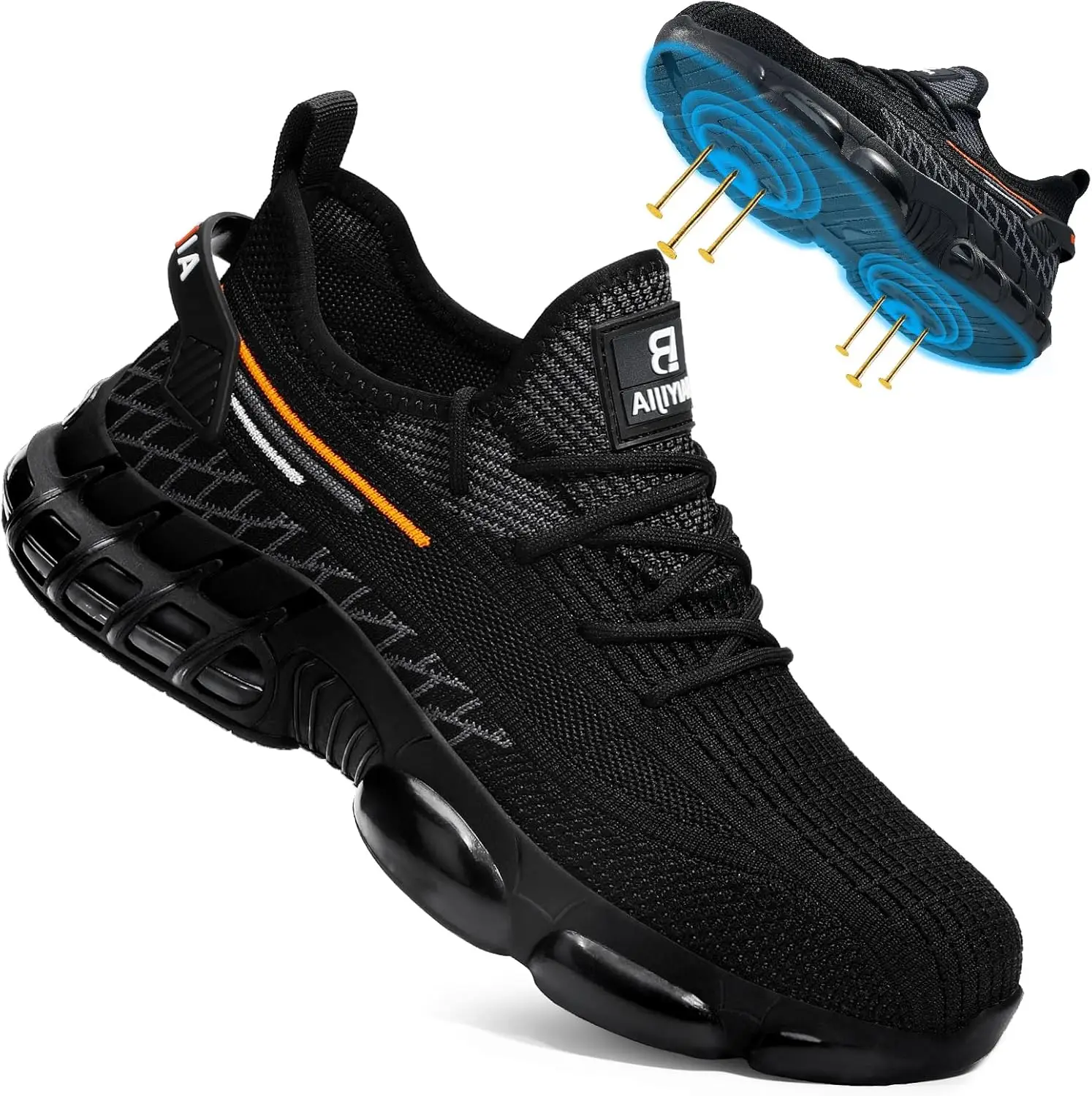 Steel Toe Shoes for Men Work Sneakers Air Cushion Construction Industrial Footwear Women Safety Footwear Lightweight Steel Toe S