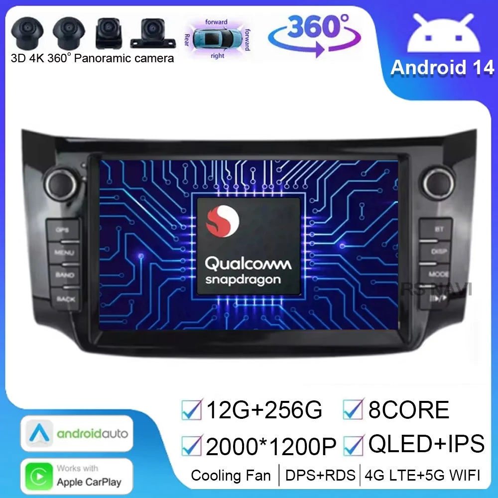 Android 14 para nissan sylphy b17 sentra 2012 2013 2014 2015 2016 2017 2018 navegação multimídia rádio do carro player de vídeo gps