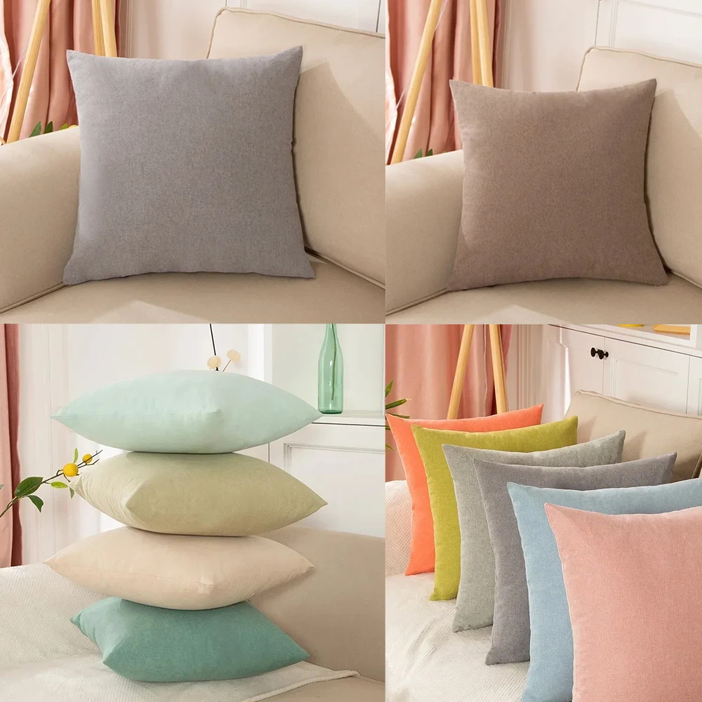 

Classic Solid Fashion Sofa Linen Pillowcase Solid Color Office Simple Pillowcase Decor-Without Pillow Core Однотонна Наволочка