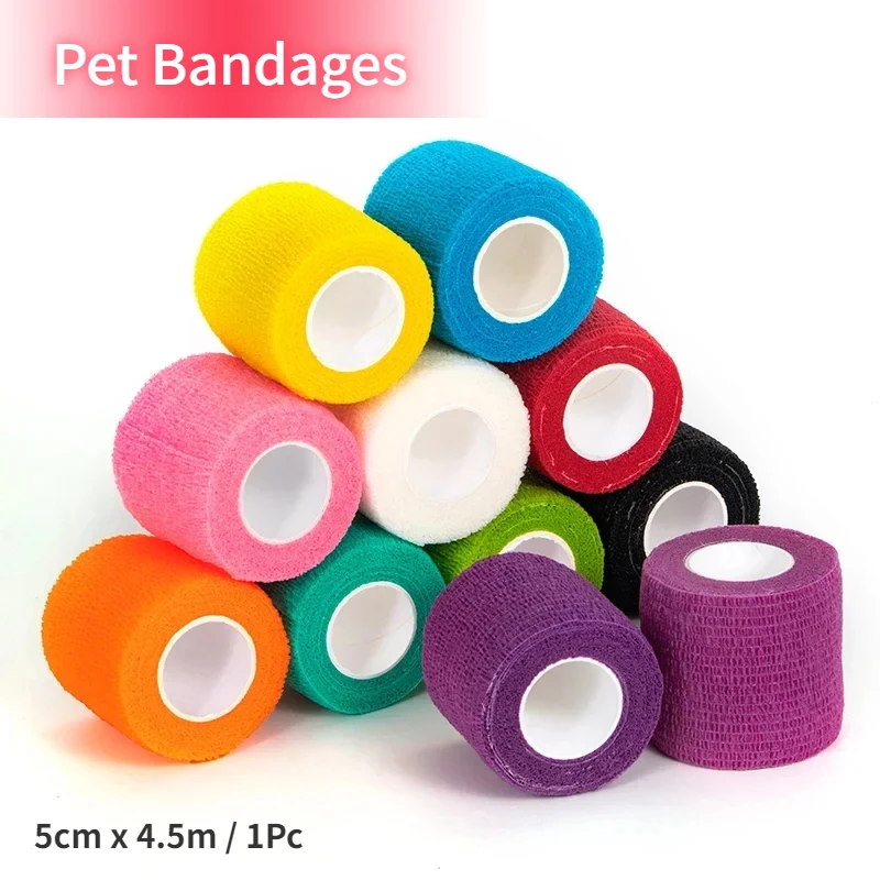 5cm X 4.5m Multi-purpose Self-adhesive Bandage for Pets, Non-woven Finger Protector High Elasticity Sports Elastic Pet Bandage