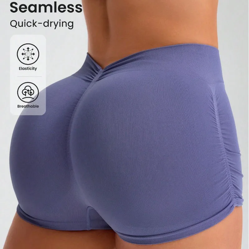 

Gym Shorts 4.5'' Low Waist Seamless Yoga Shorts Scrunch Bum Running Shorts Women Workout Biker Shorts Stretch Fitness Shorts