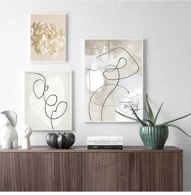 Beige Rose Peony Canvas Poster Reed Pampas Grass Print Pictures Flower Wall Art Painting Nordic Posters Living Room Home Decor
