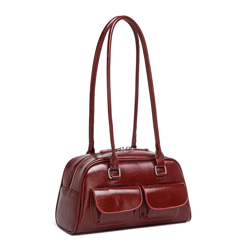 

Y2K Shoulder Bag for Women Trendy PU Leather Retro Boston Handbag Lightweight Versatile Work Travel Armpit Bag Commuter Purses