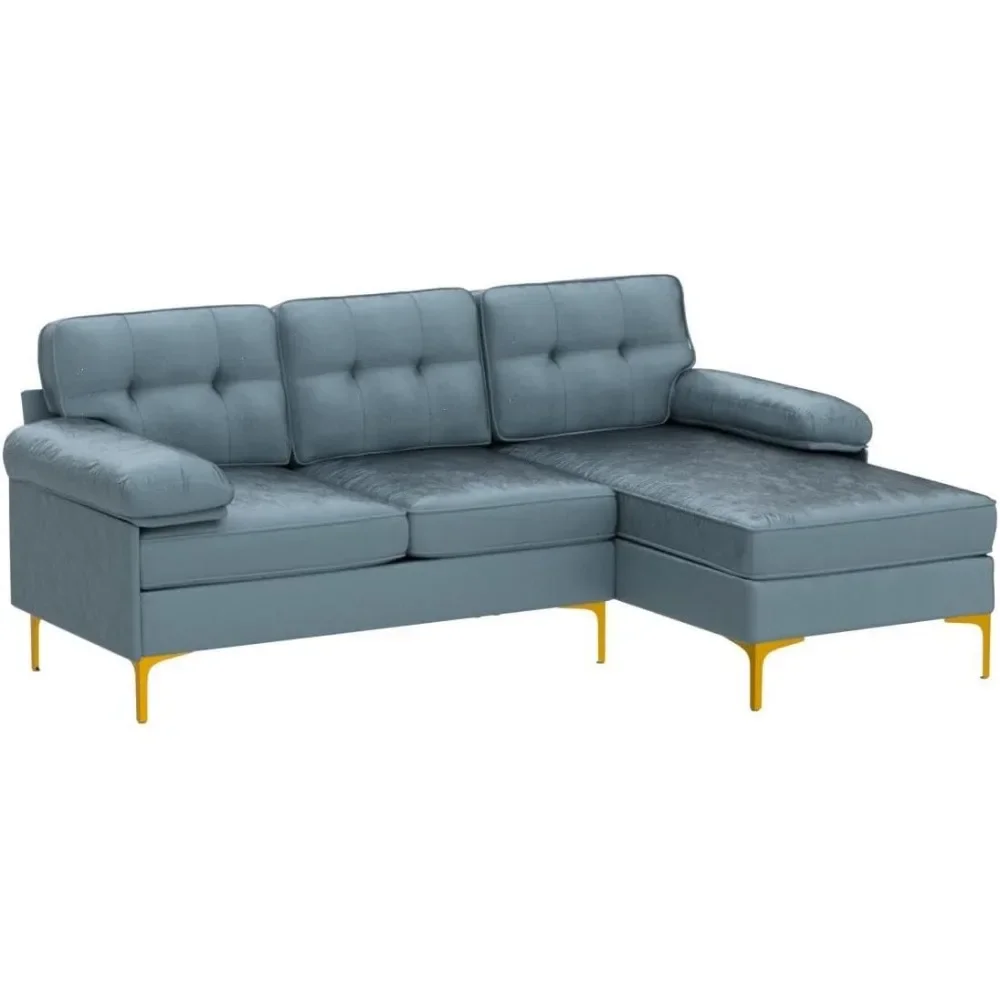 Convertible Sectional Sofa Couch, L-Shape Sofa Couch with Chaise Convertible,ChenilleFabric Upholstered for Office