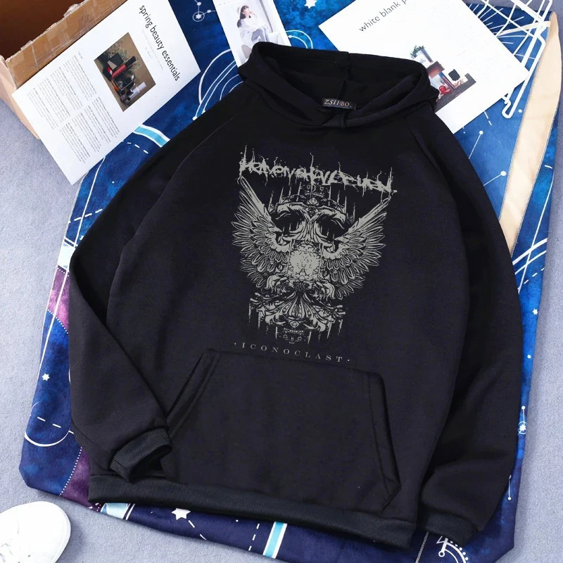 Y2K Gothic Punk Stijl Mode Hoodies Vrouwen Hip Hop Lange Mouw Losse Sweatshirt Met Capuchon Creatieve Eagle Patroon Afdrukken Trui