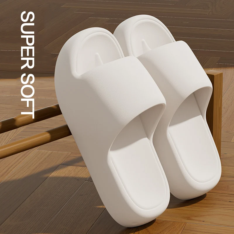 Unisex Non Slip Bathroom Home Slippers Soft Sole EVA Pillow Slides Summer Flat Beach Sandals Woman Thick Platform Cloud Slippers
