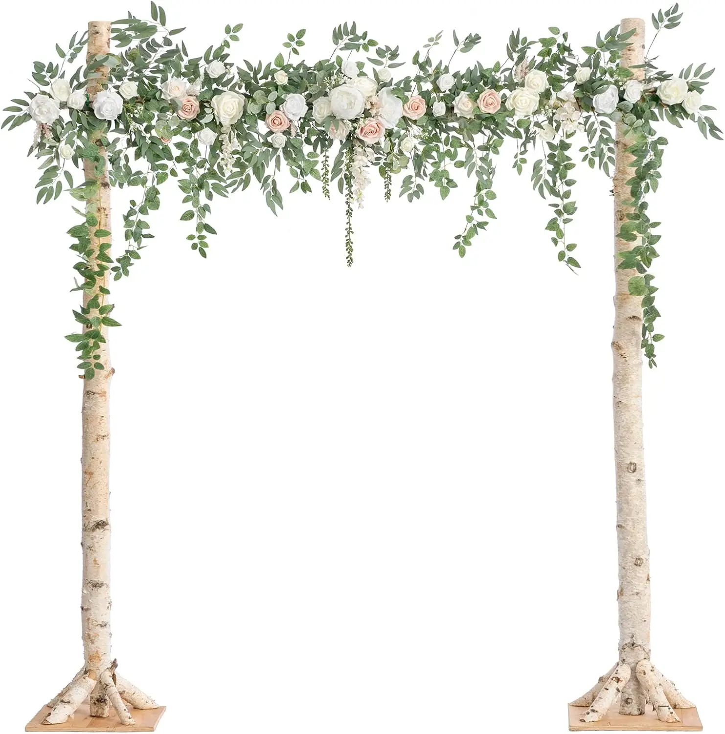 

Ling's Moment Backdrop Floral Garland 6.5FT Artificial Wedding Arch Flowers Sage Green Decor, White Ceremony Reception Hanging E