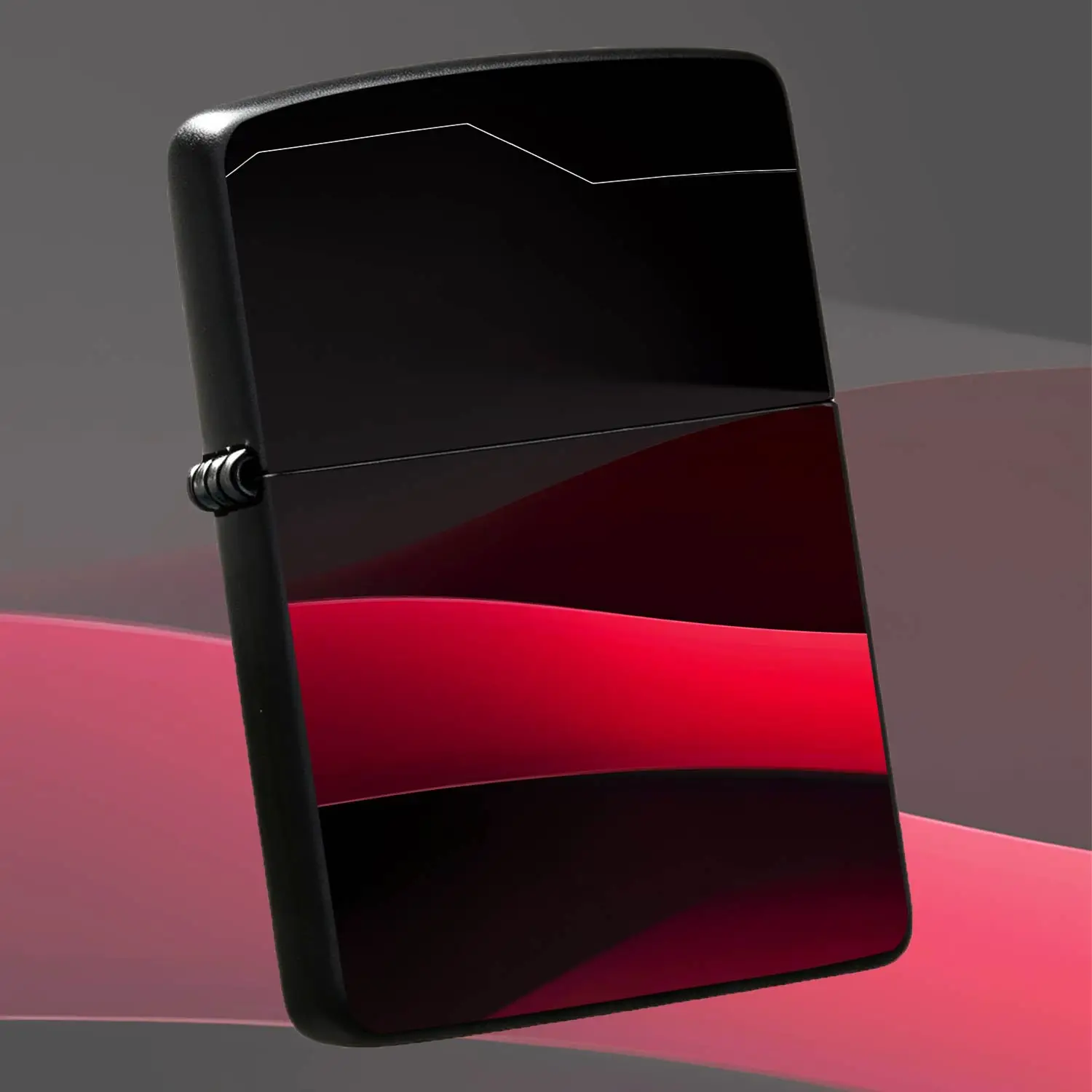 Minimalist Mount Fuji Pattern Lighter, Sleek Black Red Gradient Curved Design, Portable All-Scenario Usable Igniter, Exquisite Smooth Touch, Ideal Daily Carry Accessory For Home Outdoor Use, Perfect Thoughtful Gift Choi A Humorous And Inter