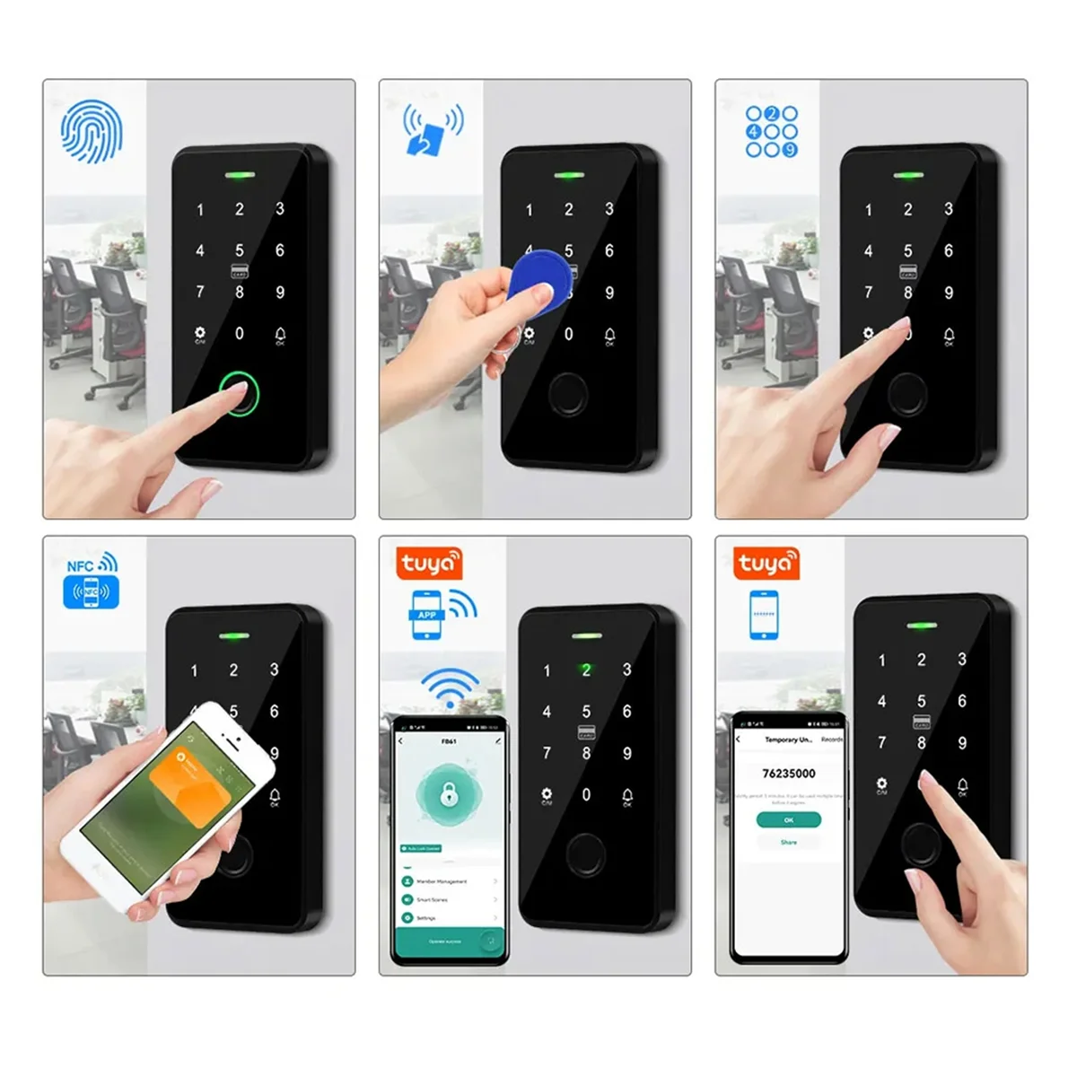 GOB-oNFC بلوتوث تويا APP التحكم في الوصول لوحة المفاتيح مقاوم للماء لوحة المفاتيح تتفاعل 13.56 ميجا هرتز البيومترية بصمة اللمس فتحت الباب
