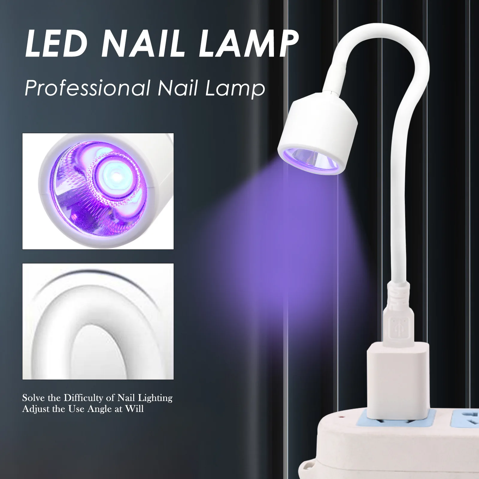 Lámpara LED para uñas, luz portátil de curado en Gel, USB, 360, 1 ud. °   Secador de tubo libremente ajustable para secar decoración artística de uñas