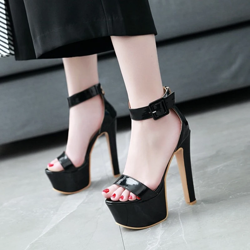 Sexy Summer Women Sandals Platform 16cm Extreme High Heels Flip Flops Ankle Strap Strip Wedding Dance Shoes Ladies Large Size 45