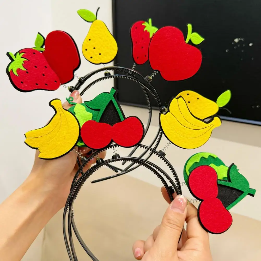 Kid Headband Spring Design Fruit-Decorated Headband Anti-Slip Tooth Design Stable Fit Hair Hoop Children Day Performance 97