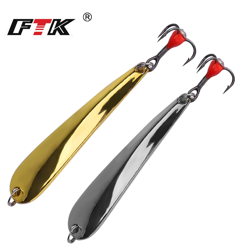 FTK 5g/7g/11g Inverno Richiamo di Pesca Sul Ghiaccio Metal Jig Wobblers Esca Artificiale Spinner Cucchiaio per l'inverno Luccio esche da pesca Ganci