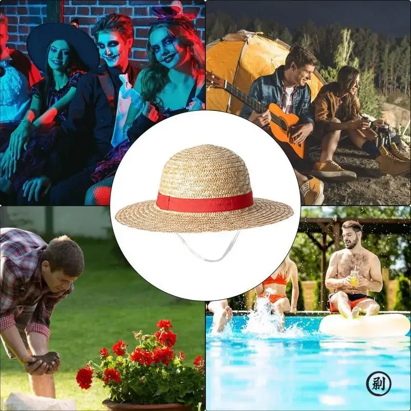 Anime Pirate Straw Hat Cosplay Prop – Summer Sunshade Cap for Role Play, Adult Unisex Stage Accessories