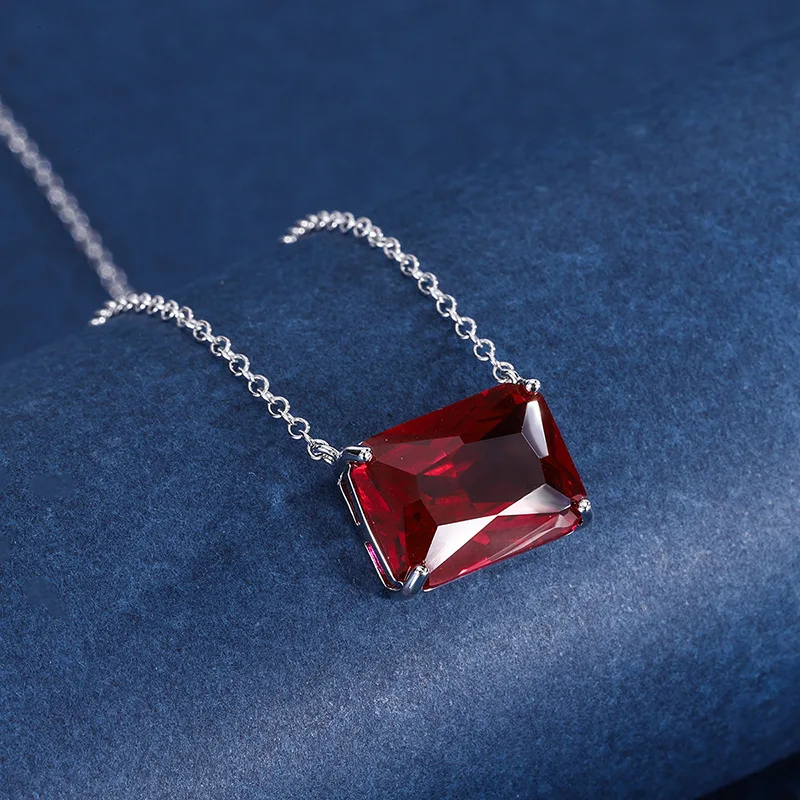 New Jewelry Colorful Gemstone Simple Style Pendant Elegant Collarbone Chain Women Pendant Main Stone 12*16