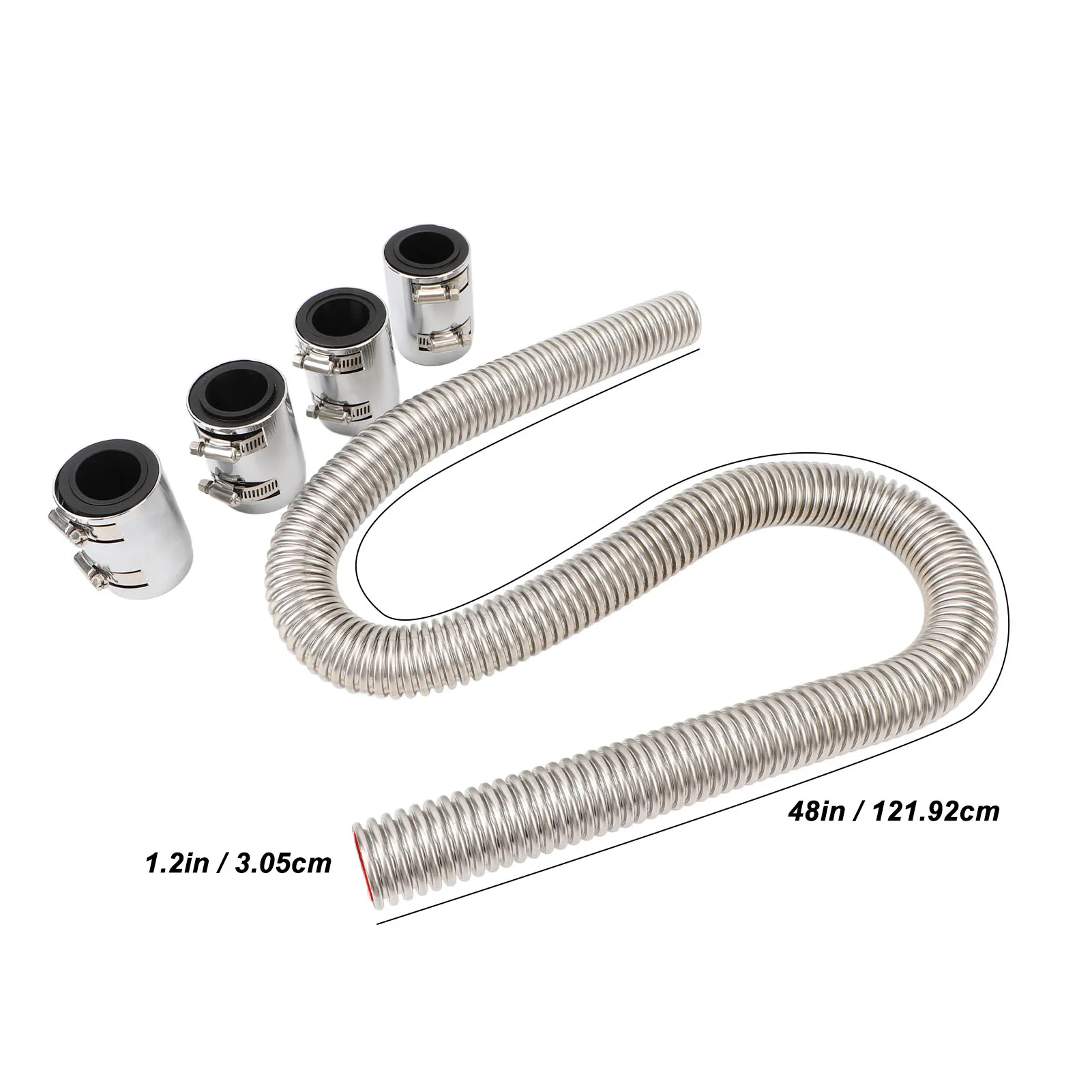 

48inch Radiator Flexible Coolant Water Hose Kit Universal Heat Resistant Stainless Steel Heat Dissipation Hose Set with 4 Caps