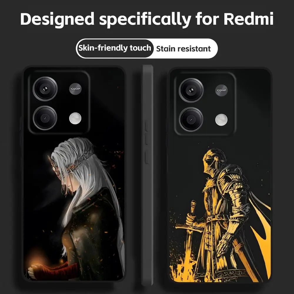 Coque de téléphone noire souple pour Redmi Note 14 13 12 11 Pro Plus S 5G 14C A3, motif jeu classique DARK SOULS