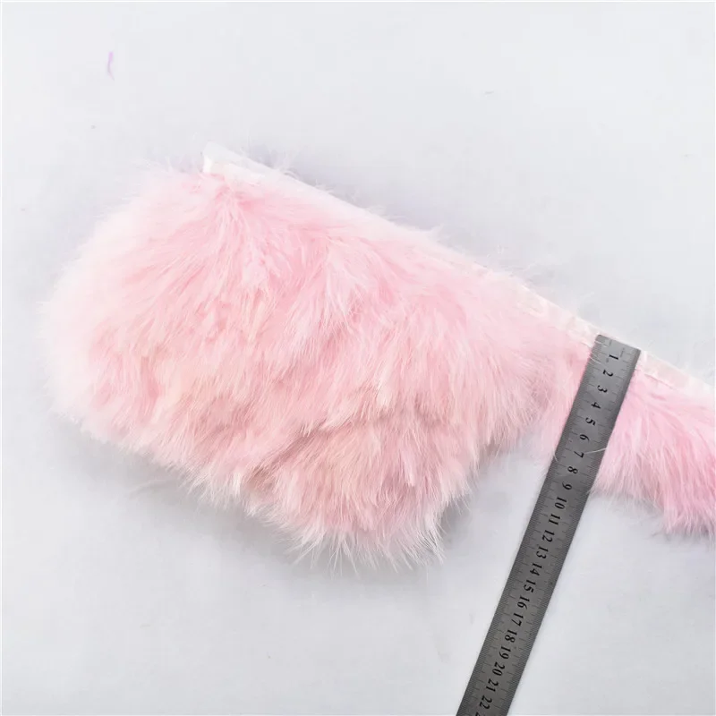 1 Yard Flauschige Marabou-Federborte, Truthahnfeder-Borte, Quasten-Fransenband, Nähzubehör, Dekoration, Bekleidungszubehör – Detail 3