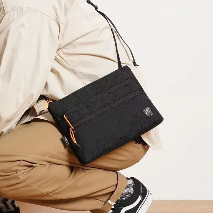 Cordura Ballistic Nylon Horizontal Square Messenger Bag Multi-pocket Thin Small Backpack Contrasting Color Design Waterproof